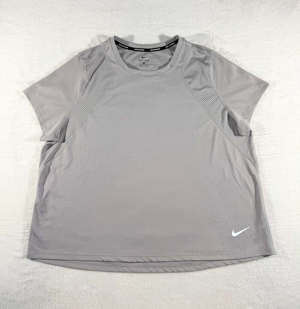 Nike Dri-FIT Running Women’s Short-Sleeve Performance Mesh Top Gray Size 1X